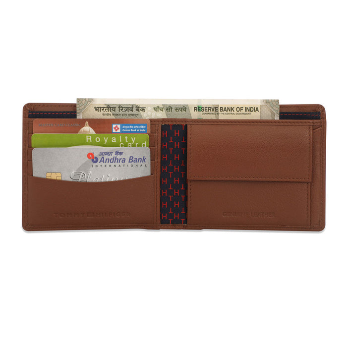 Tommy Hilfiger Elmer Mens Leather Global Coin Wallet Tan