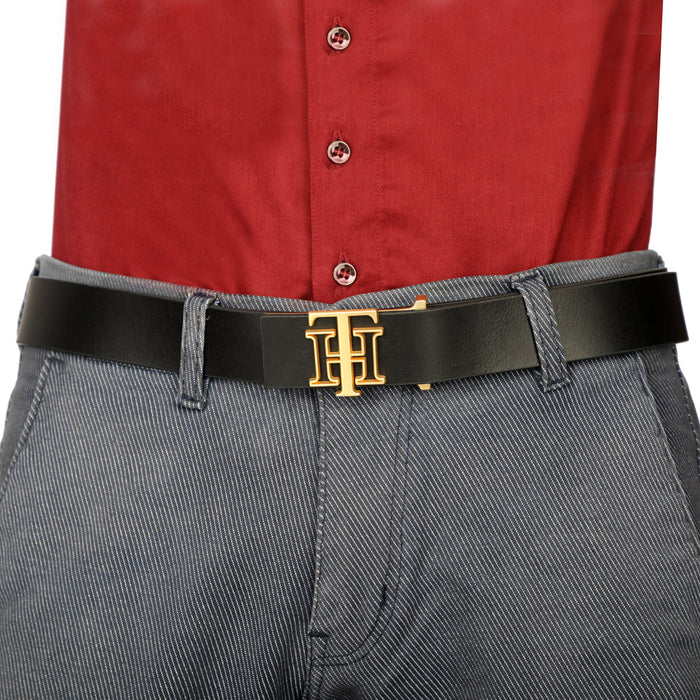 Tommy Hilfiger Leroy Mens Non Reversible Leather Belt Black