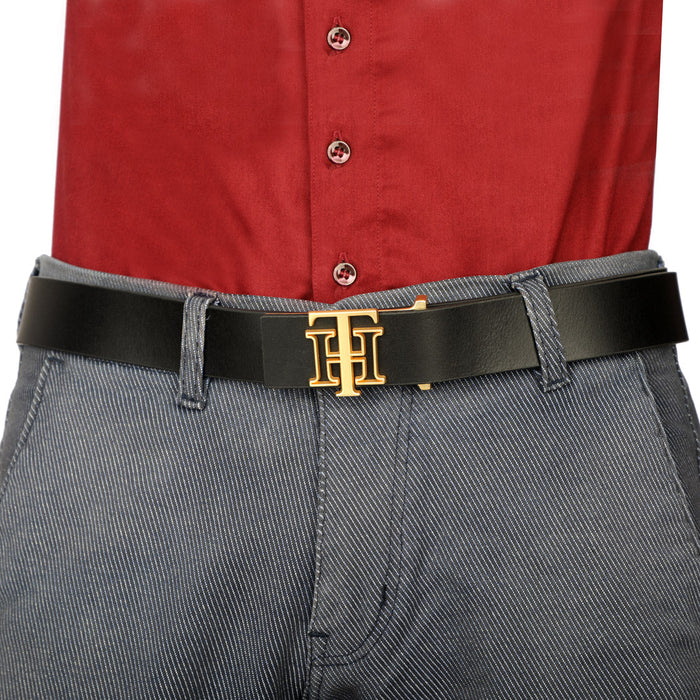 Tommy Hilfiger Leroy Mens Non Reversible Leather Belt Black