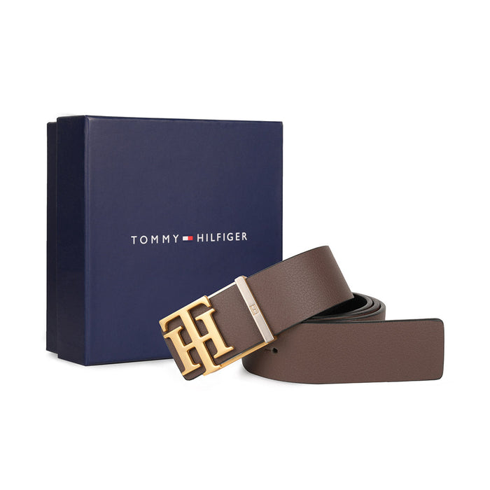 Tommy Hilfiger Derrick Mens Reversible Leather Belt Brwon