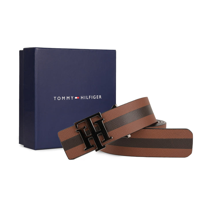 Tommy Hilfiger Dario Mens Reversible Leather Belt tan