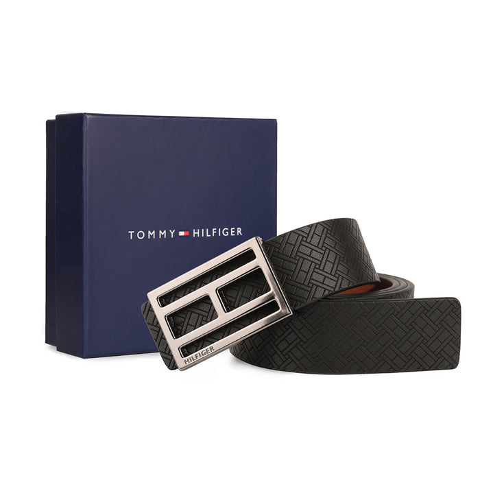 Tommy Hilfiger Markus Mens Leather Reversible Belt Black