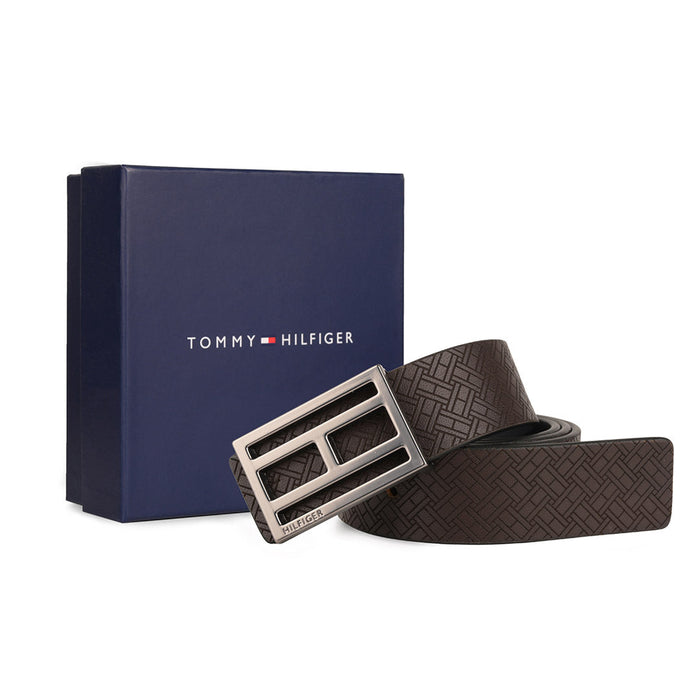 Tommy Hilfiger Markus Mens Leather Reversible Belt Brown