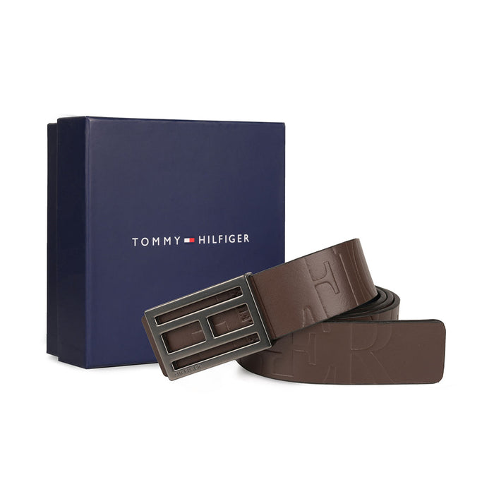 Tommy Hilfiger Beckham Mens Leather Reversible Belt Brown