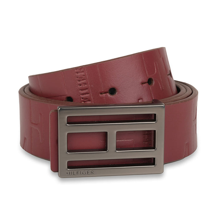 Tommy Hilfiger Beckham Mens Leather Reversible Belt Wine