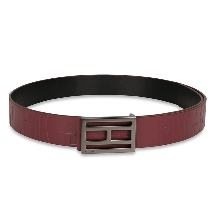 Tommy Hilfiger Beckham Mens Leather Reversible Belt Wine