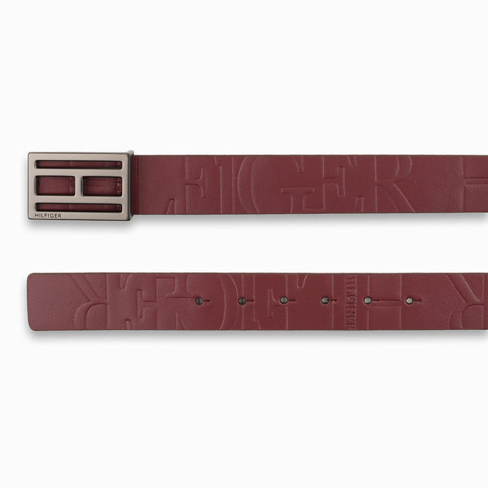 Tommy Hilfiger Beckham Mens Leather Reversible Belt Wine