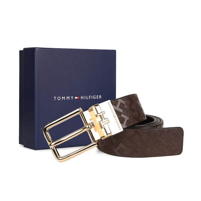 Tommy Hilfiger Teo Mens Leather Reversible Belt Brown