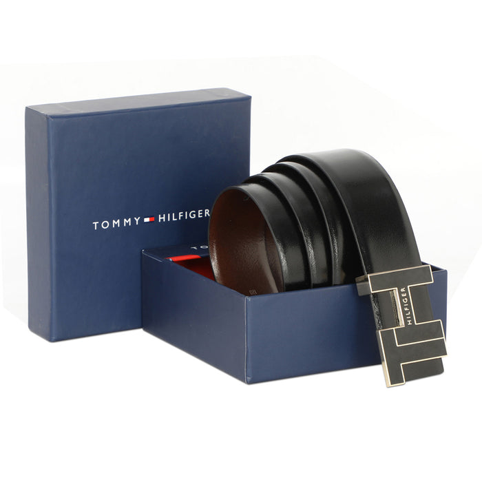 Tommy Hilfiger Dobler Men Leather Reversible Belt Black