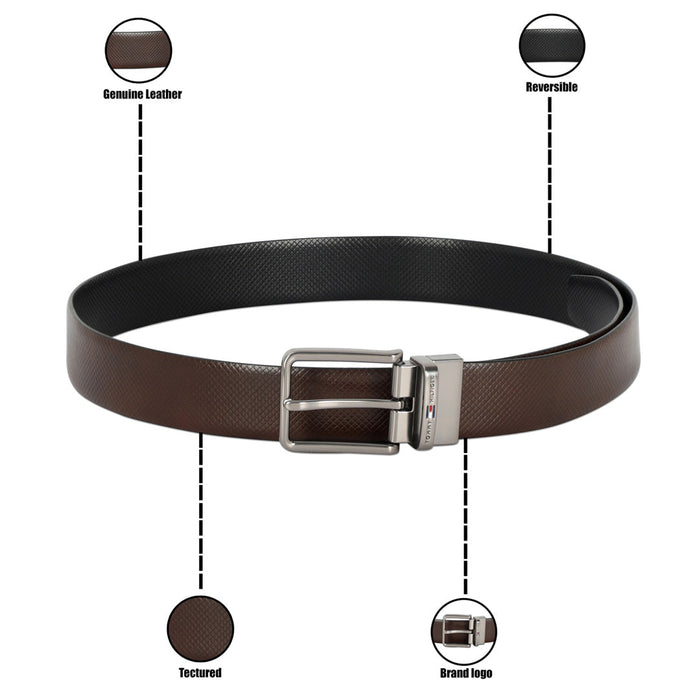 Tommy Hilfiger Spier Men Leather Reversible Belt Brown