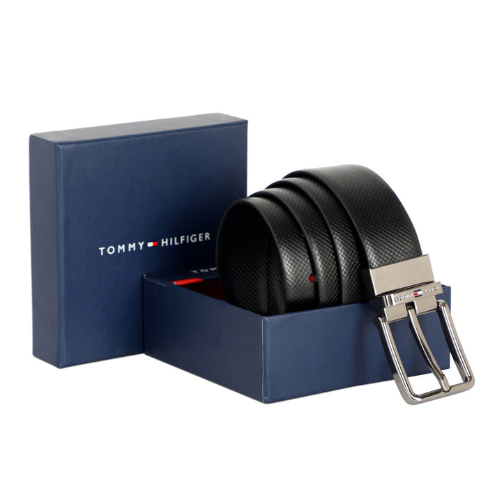 Tommy Hilfiger Spier Men Leather Reversible Belt Black