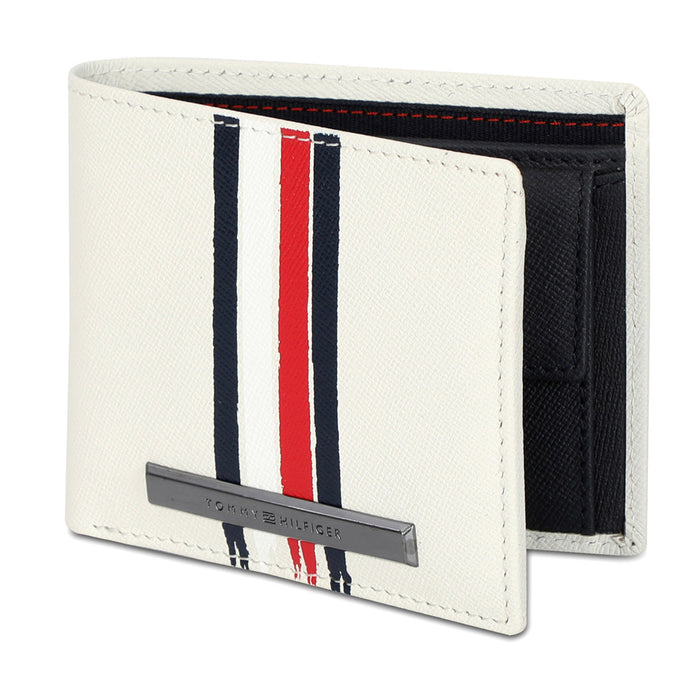 Tommy Hilfiger Michelin Mens Leather Global Coin Wallet White