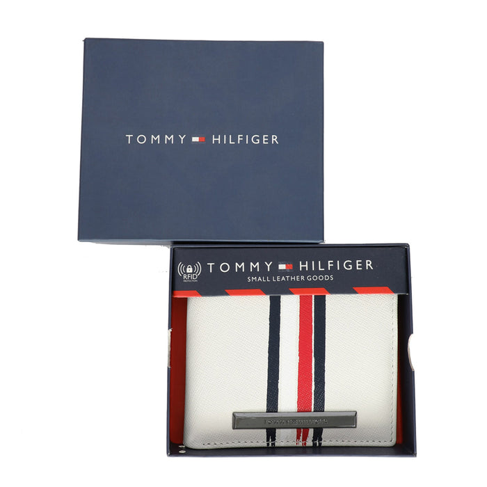 Tommy Hilfiger Michelin Mens Leather Global Coin Wallet White