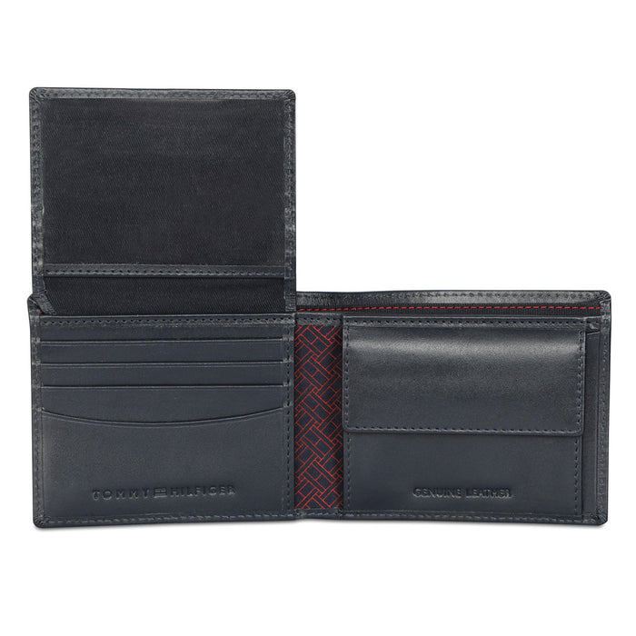 Tommy Hilfiger Dawson Mens Leather Multicard Coin Wallet navy