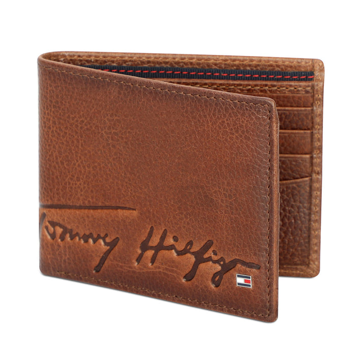 Tommy Hilfiger Michelin Men Leather Slimfold Wallet Tan