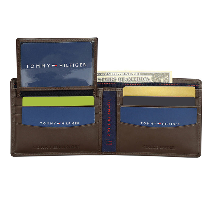 Tommy Hilfiger Stallion Men Leather Passcase Wallet black Brown