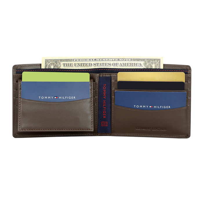 Tommy Hilfiger Stallion Men Leather Passcase Wallet black Brown