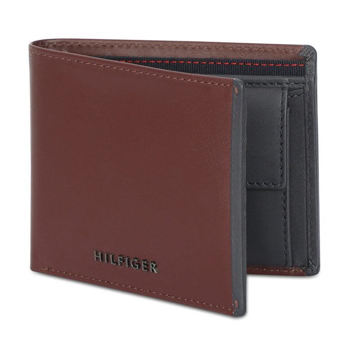 Tommy Hilfiger Deckard Men Leather Global Coin Wallet Wine