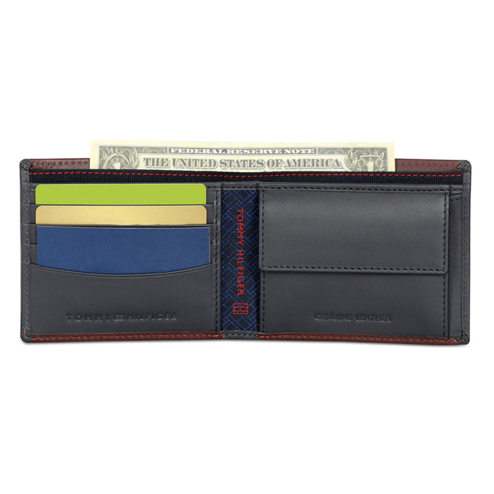 Tommy Hilfiger Deckard Men Leather Global Coin Wallet Wine