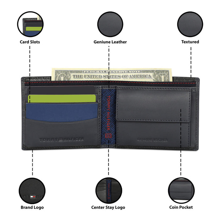 Tommy Hilfiger Ather Men Leather Global Coin Wallet Black