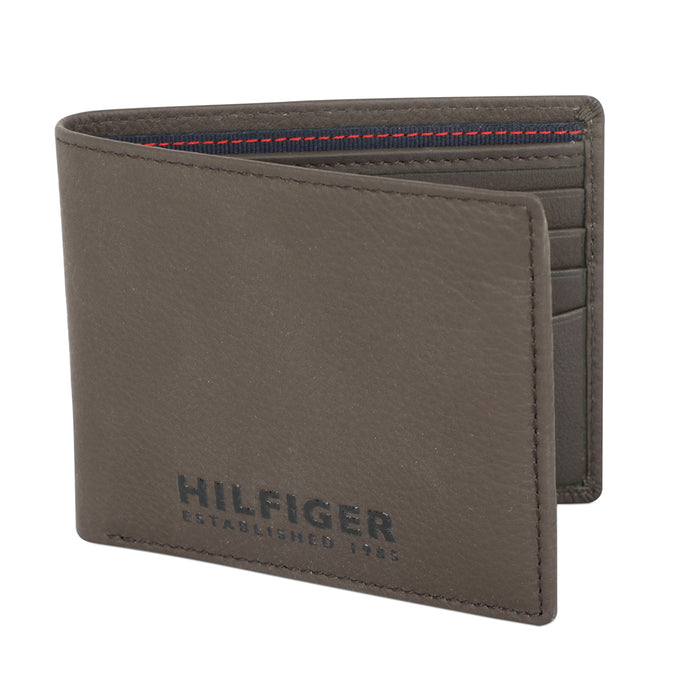 Tommy Hilfiger Rocco Mens Leather Passcase Wallet Brown