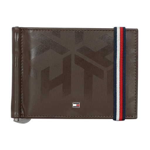 Tommy Hilfiger Reich Mens Leather Money Clip Wallet Brown